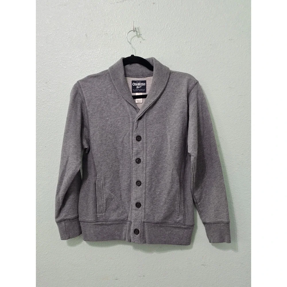 Oshkosh Bgosh Gray Button Y2K Boys 90s Vintage Youth 12 Sweater Cardigan Jacket